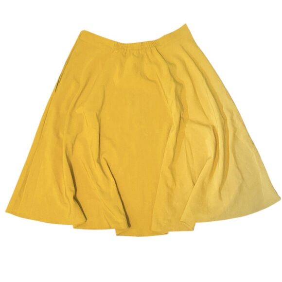 ModCloth Dresses & Skirts - ModCloth "Just this sway" Midi Skirt Size L Mustard Yellow Pockets Swing A-line